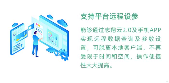 支持溫濕度監(jiān)測(cè)平臺(tái)遠(yuǎn)程設(shè)參。能夠通過志翔云2.0及手機(jī)APP實(shí)現(xiàn)遠(yuǎn)程數(shù)據(jù)查詢及參數(shù)設(shè)置，可脫離本地客戶端，用戶使用不再受限于時(shí)間和空間，操作便捷性大大提高。